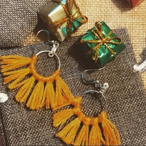 Yellow tassel earrings